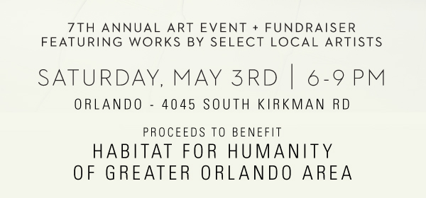 Join us for Scan Design's 7th annual art event and fundraiser - SATURDAY, MAY 3RD | 6-9PM - ORLANDO - 4045 SOUTH KIRKMAN RD.